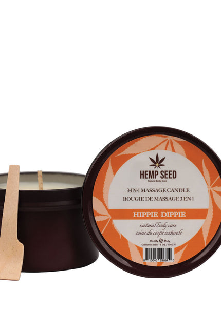 Hemp Seed 3-In-1 Massage Candle - Hippie Dippie (Toasted Coconut