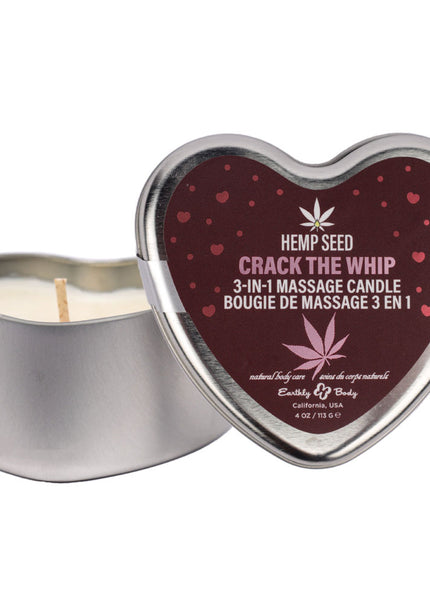 EB Hemp Seed 3 in 1 Massage Heart Candle - Crack The Whip - Crack The Whip (Dew-Kissed Rose