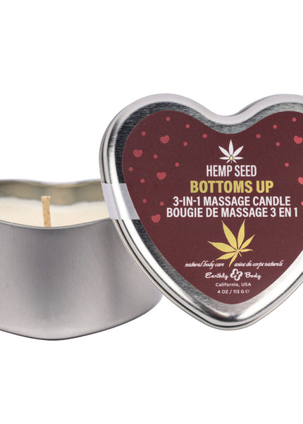 EB Hemp Seed 3 in 1 Massage Heart Candle - Bottom's Up - Bottoms Up (Wild Blueberries