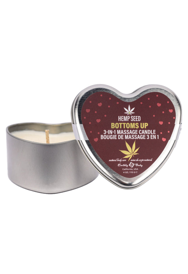 EB Hemp Seed 3 in 1 Massage Heart Candle - Bottom's Up - Bottoms Up (Wild Blueberries