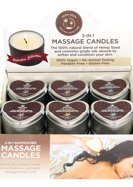 EB Hemp Seed Lovers Heart Candle Display - Counter Display of 12 and Tester