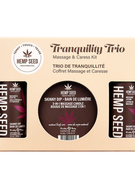 Hemp Seed Tranquility Trio - Skinny Dip - Skinny Dip Scented Massage & Caress Kit - 3 Piece Kit