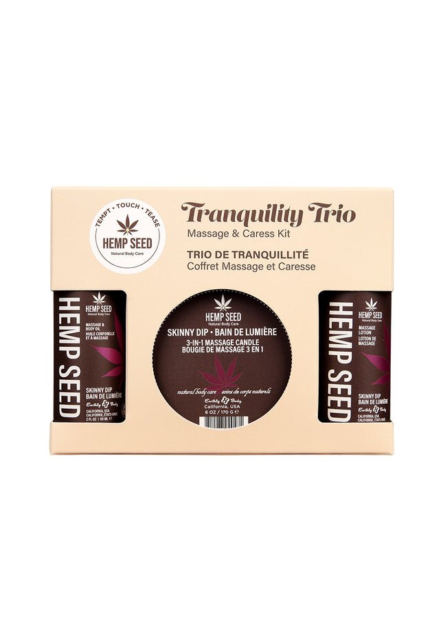 Hemp Seed Tranquility Trio - Skinny Dip - Skinny Dip Scented Massage & Caress Kit - 3 Piece Kit