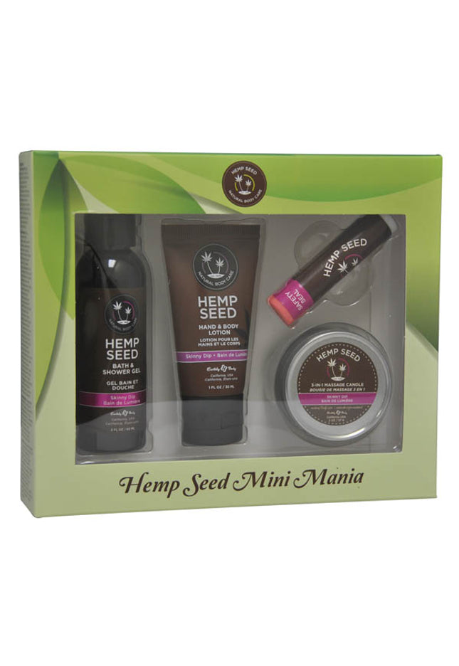 Hemp Seed Mini Mania - Skinny Dip (Vanilla & Fairy Floss) Scented Lotion Kit - 4 Piece Set