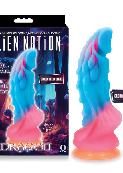 Alien Nation - Glow Dragon - Glow in Dark Rainbow 22.9 cm Fantasy Dong