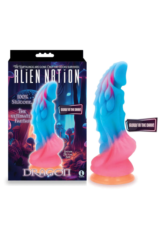 Alien Nation - Glow Dragon - Glow in Dark Rainbow 22.9 cm Fantasy Dong