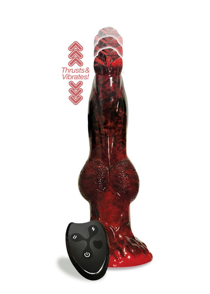 Alien Nation - Fire Dragon - Red/Black 22.9 cm USB Rechargeable Thrusting Fantasy Dong with Remote