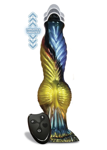 Alien Nation - Phoenix - Gold/Blue & Black 25.4 cm USB Rechargeable Thrusting Fantasy Dong with Remote