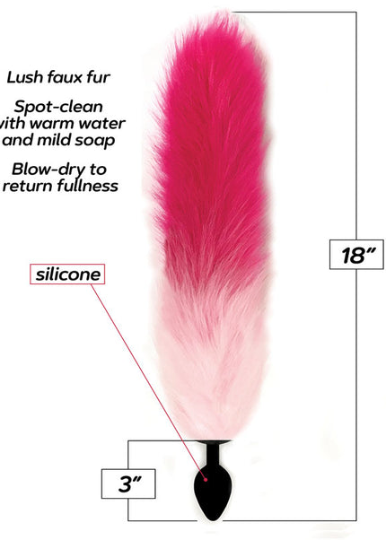 Foxy Fox Tail Silicone Butt Plug - Pink Gradient - 46 cm Tail