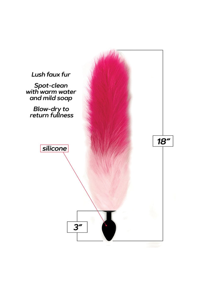 Foxy Fox Tail Silicone Butt Plug - Pink Gradient - 46 cm Tail