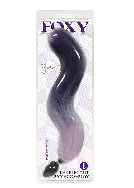 Foxy Fox Tail Silicone Butt Plug - Purple Gradient - 46 cm Tail