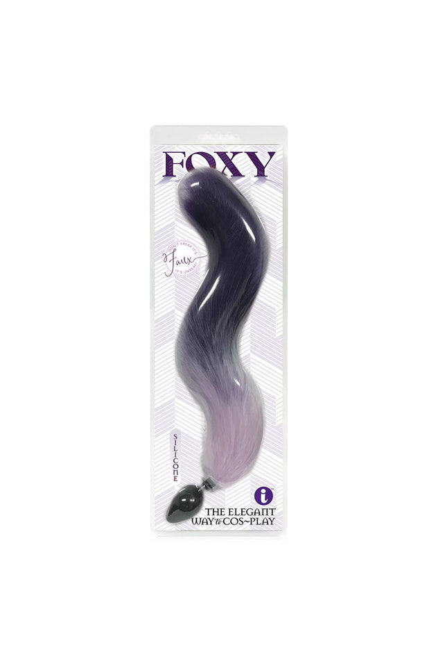 Foxy Fox Tail Silicone Butt Plug - Purple Gradient - 46 cm Tail