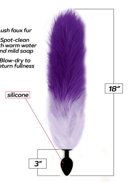 Foxy Fox Tail Silicone Butt Plug - Purple Gradient - 46 cm Tail