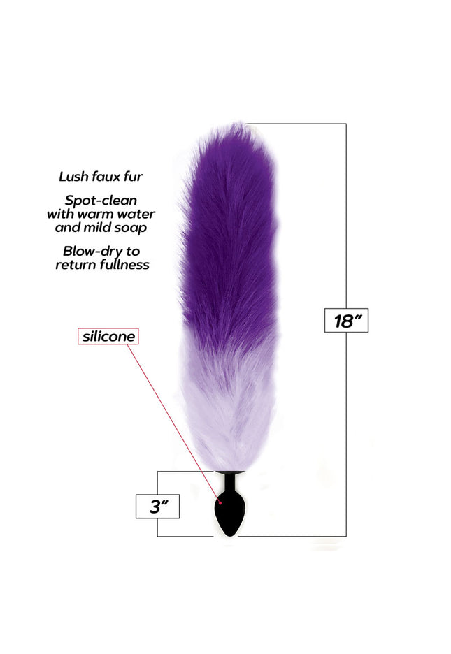 Foxy Fox Tail Silicone Butt Plug - Purple Gradient - 46 cm Tail