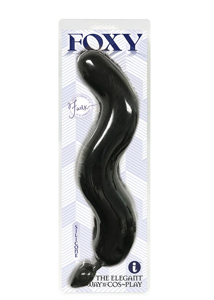 Foxy Fox Tail Silicone Butt Plug - Black - 46 cm Tail