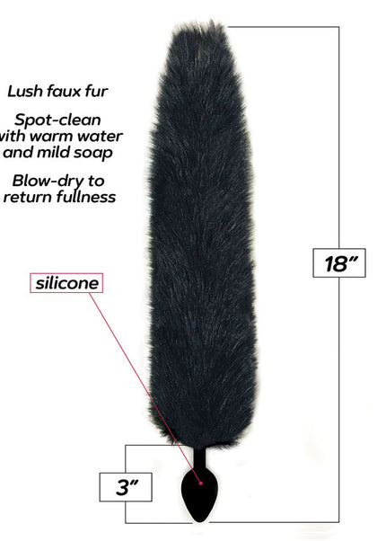 Foxy Fox Tail Silicone Butt Plug - Black - 46 cm Tail