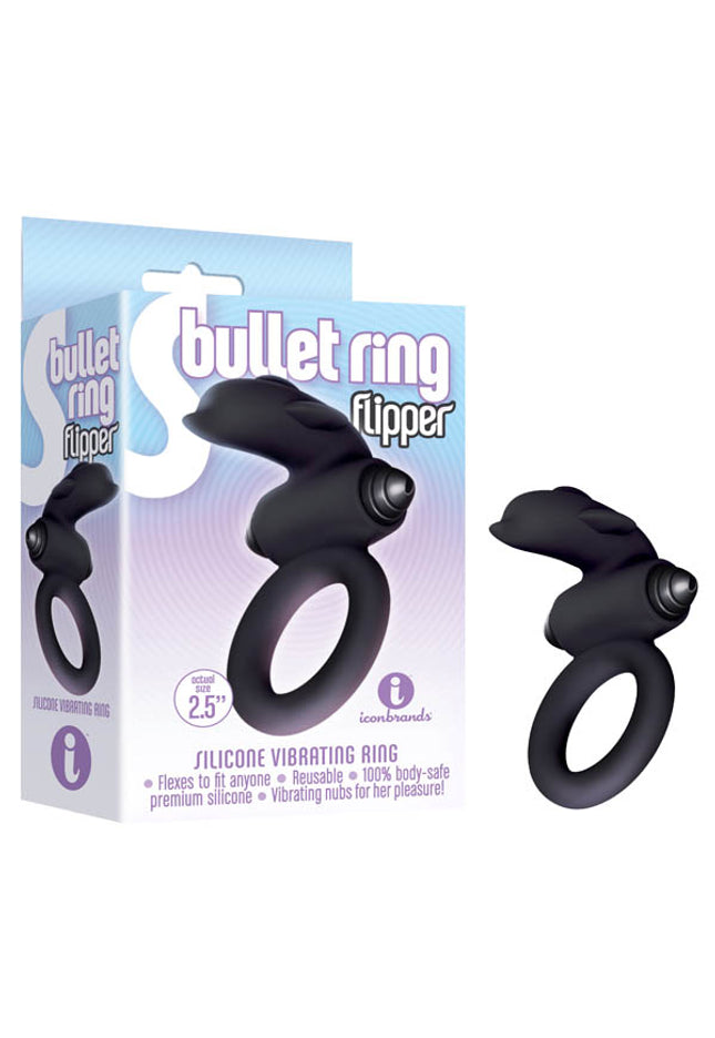 S-Bullet Ring - Flipper - Black Vibrating Cock Ring
