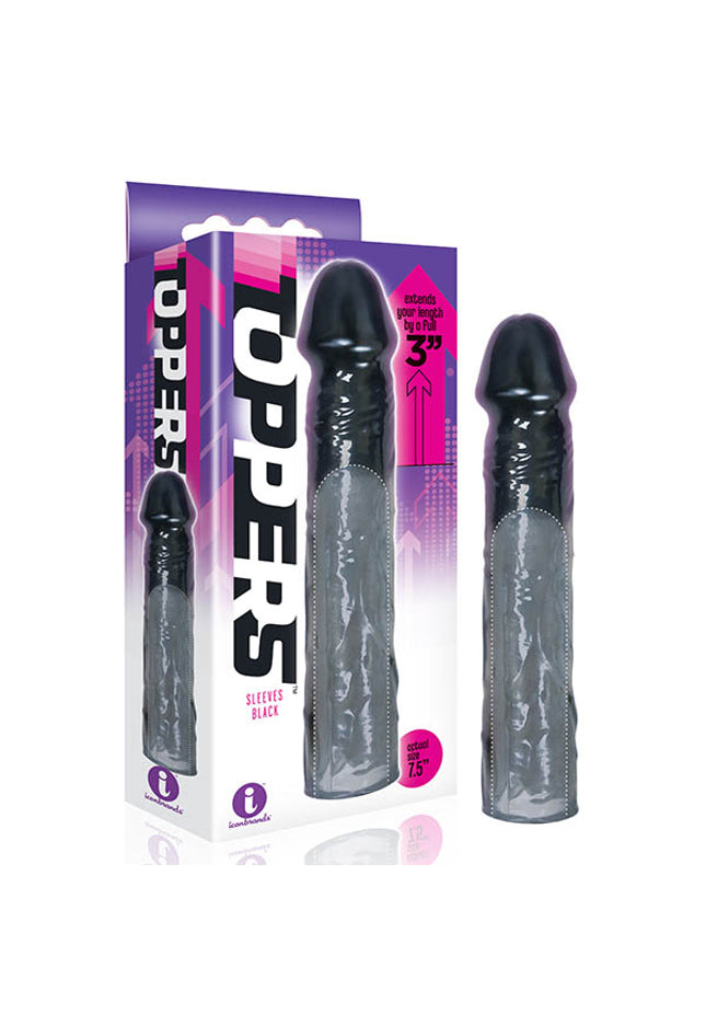 The 9's Toppers - Black 7.6 cm (3'') Penis Extension Sleeve