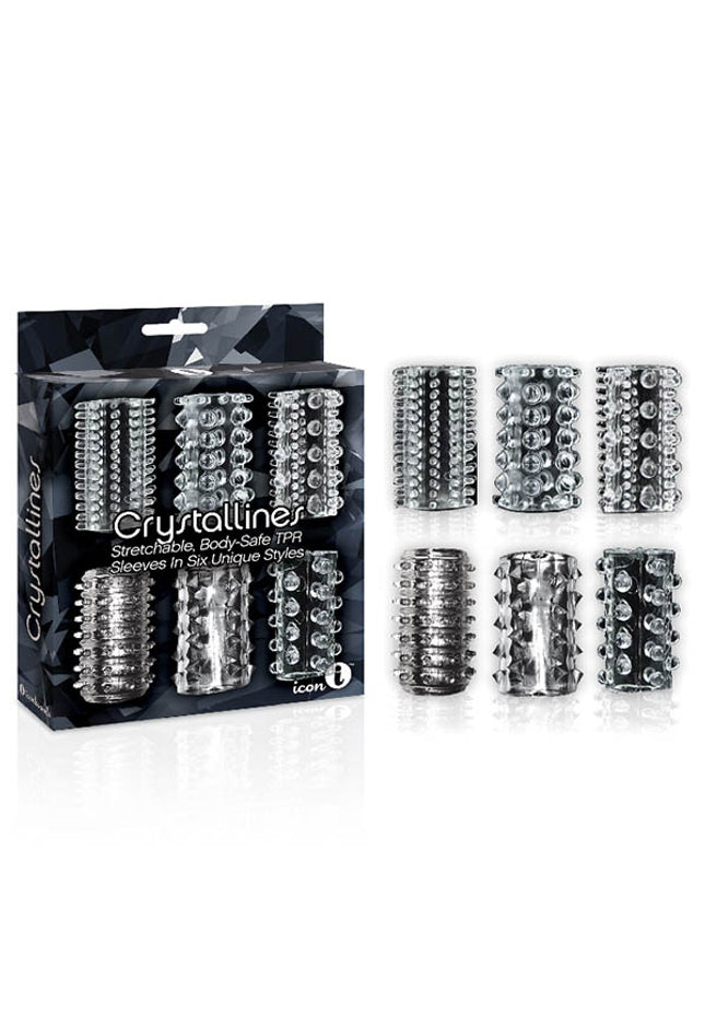 The 9's Crystalline TPR Cock Sleeves - Clear Penis Sleeves - Set of 6