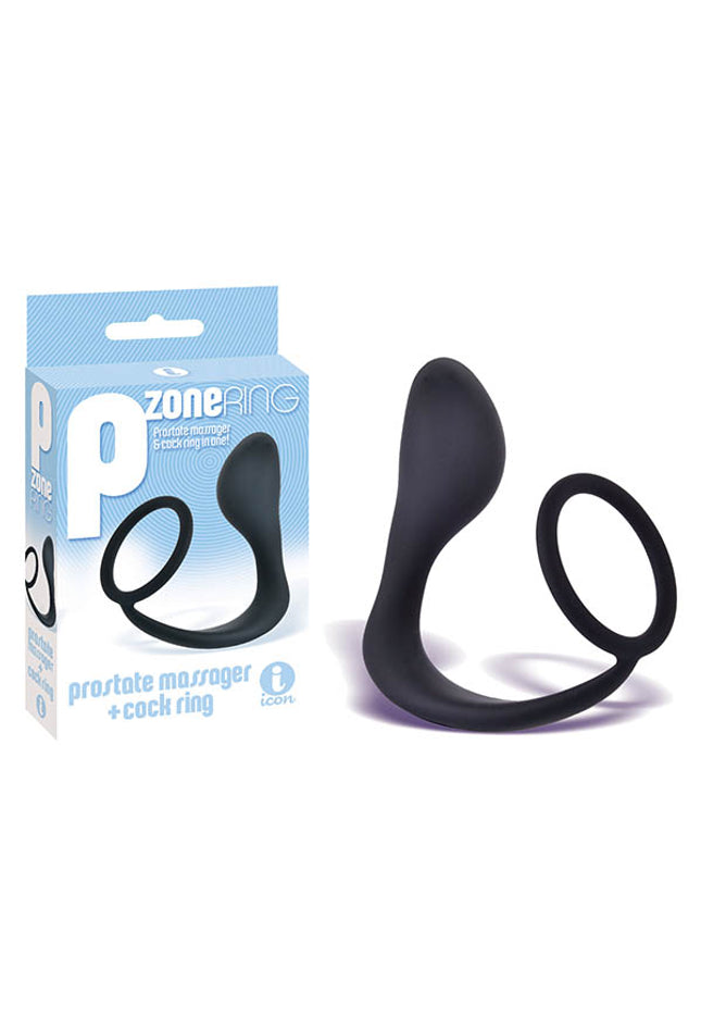 The 9's P-Zone Cock Ring - Black Anal Plug with Cock Ring