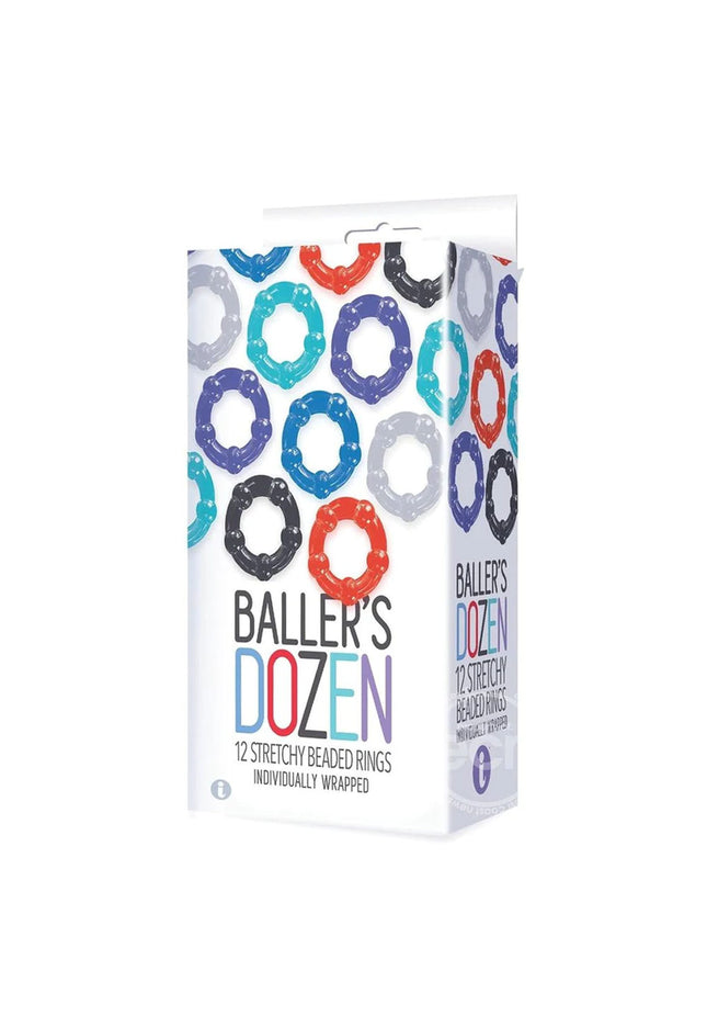 Baller's Dozen - Beaded - Individually Wrapped Cock Rings - Pack of 12