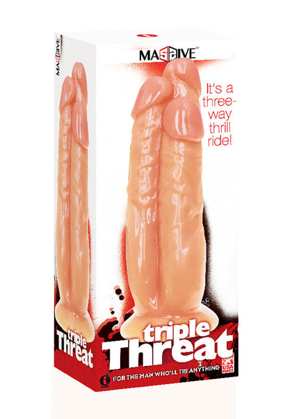 Massive Triple Threat - Flesh 3 Cock Dildo