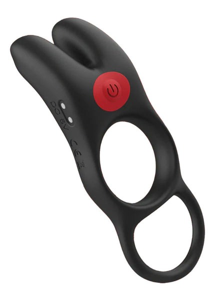 Red Dot Rings - V1 - Black USB Rechargeable Vibrating Cock Ring with Remote