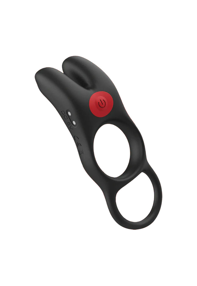 Red Dot Rings - V1 - Black USB Rechargeable Vibrating Cock Ring with Remote