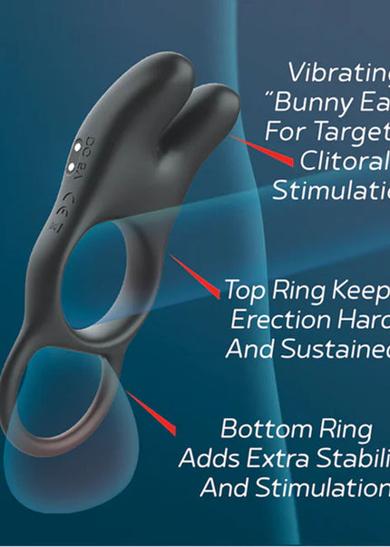 Red Dot Rings - V1 - Black USB Rechargeable Vibrating Cock Ring with Remote