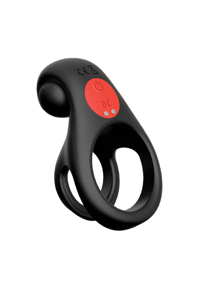 Red Dot Rings - V2 - Black USB Rechargeable Vibrating Cock & Ball Ring with Remote