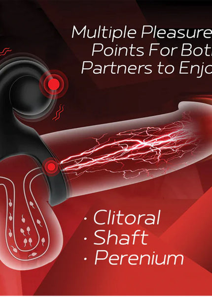 Red Dot Rings - V2 - Black USB Rechargeable Vibrating Cock & Ball Ring with Remote