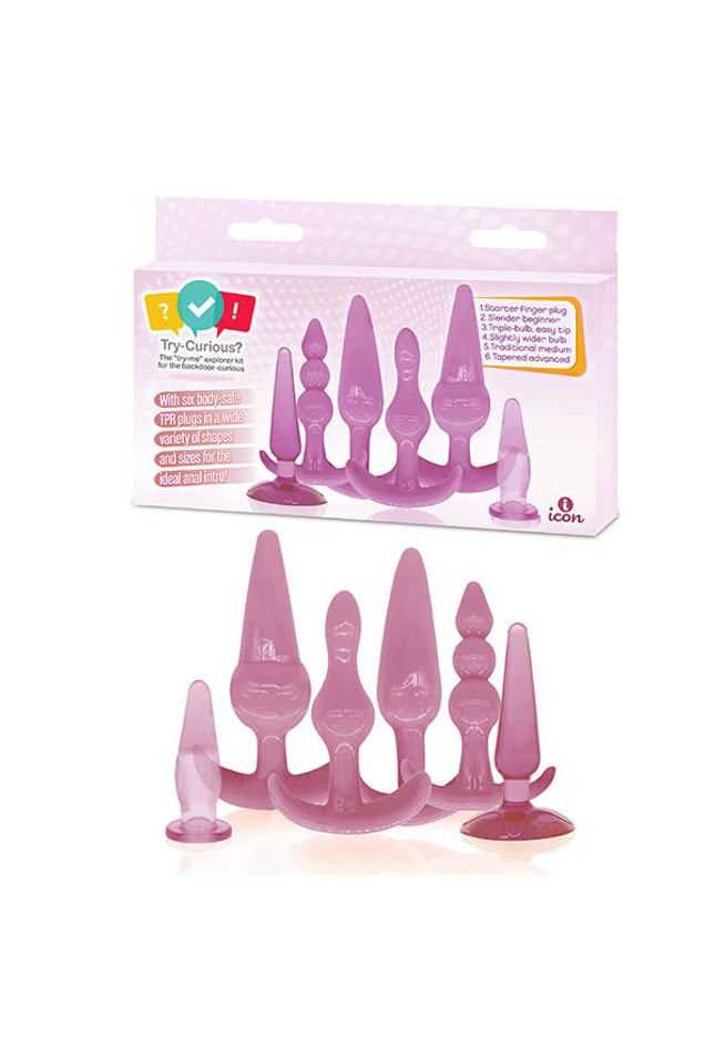 Try-Curious Anal Plug Kit - Pink Anal Kit - Set of 6