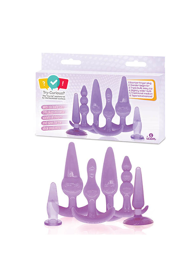 Try-Curious Anal Plug Kit - Purple Anal Kit - Set of 6