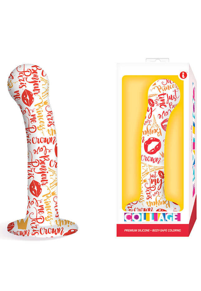 Collage I Remember Paris, G-Spot - White Patterned 17.8 cm Dildo