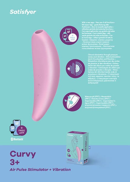 Satisfyer Curvy 3+ - App Contolled Touch-Free USB-Rechargeable Clitoral Stimulator with Vibration