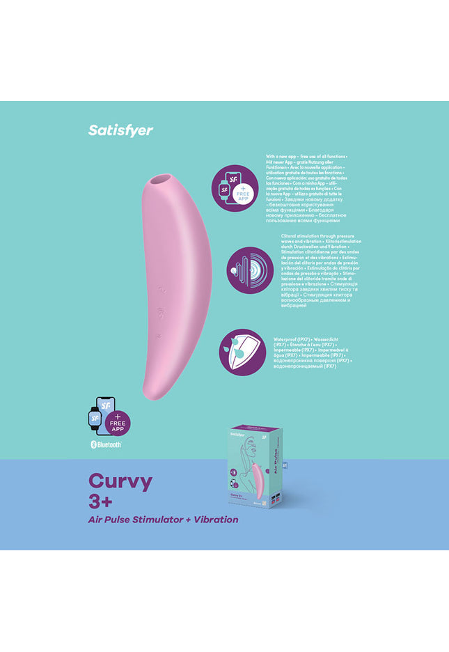 Satisfyer Curvy 3+ - App Contolled Touch-Free USB-Rechargeable Clitoral Stimulator with Vibration