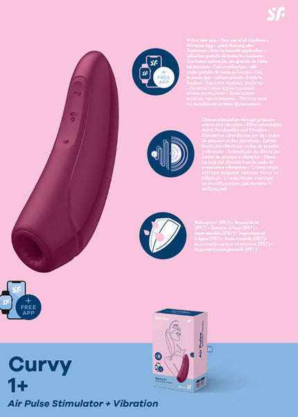 Satisfyer Curvy 1+ - App Contolled Touch-Free USB-Rechargeable Clitoral Stimulator with Vibration