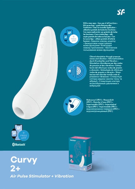 Satisfyer Curvy 2+ - App Contolled Touch-Free USB-Rechargeable Clitoral Stimulator with Vibration