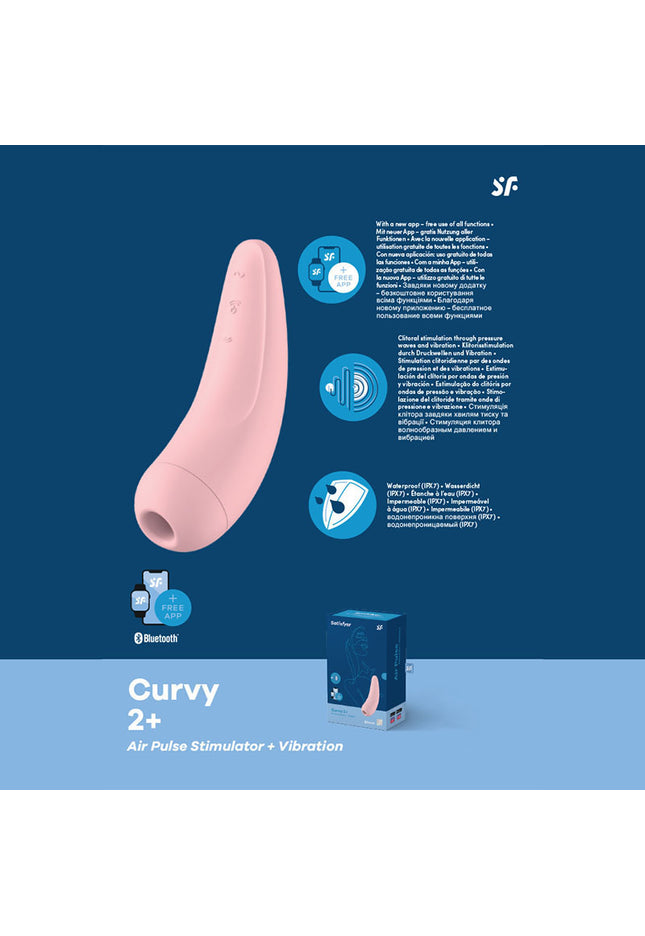 Satisfyer Curvy 2+ - App Contolled Touch-Free USB-Rechargeable Clitoral Stimulator with Vibration