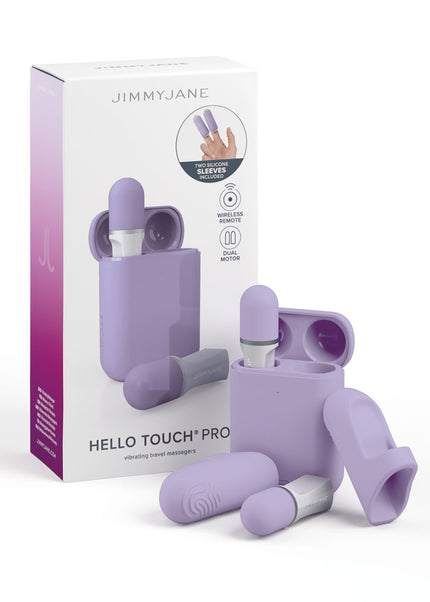 JimmyJane Hello Touch Pro - Purple Vibrating Finger Stimulators with Charging Pod