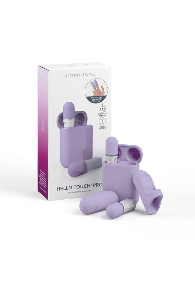 JimmyJane Hello Touch Pro - Purple Vibrating Finger Stimulators with Charging Pod