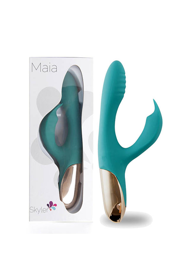 Maia Skyler - Green 21.6 cm USB Rechargeable Bendable Rabbit Vibrator