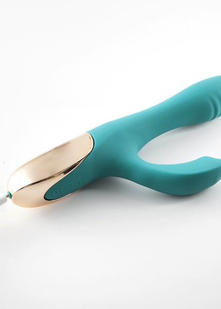 Maia Skyler - Green 21.6 cm USB Rechargeable Bendable Rabbit Vibrator