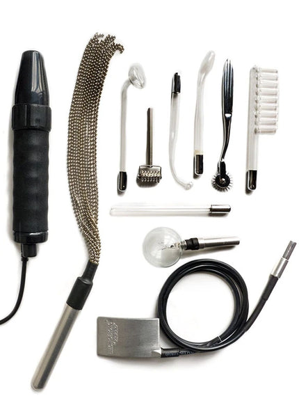 KinkLab Agent Noir Neon Wand Kit - E-Stim Kit - 11 Piece Set