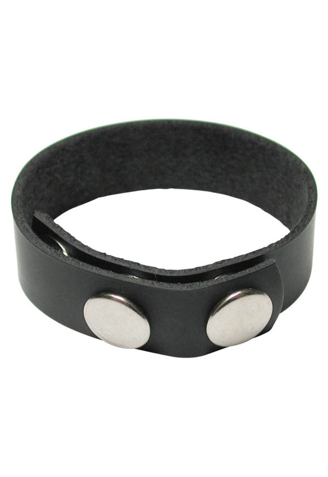 KinkLab 3 Snap Cock Ring - Black Leather Adjustable Cock Ring