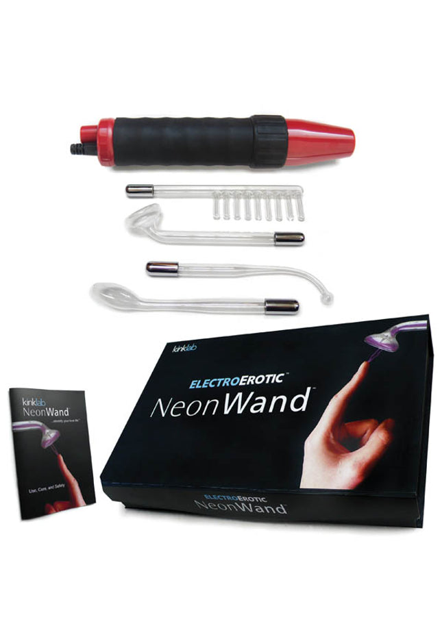 KinkLab Neon Wand Electrosex Kit - Red E-Stim Kit - 5 Piece Set