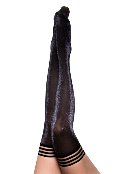 Kixies KAYLEE Grey Shimmer Thigh Highs - Grey Shimmer Stockings - Size A