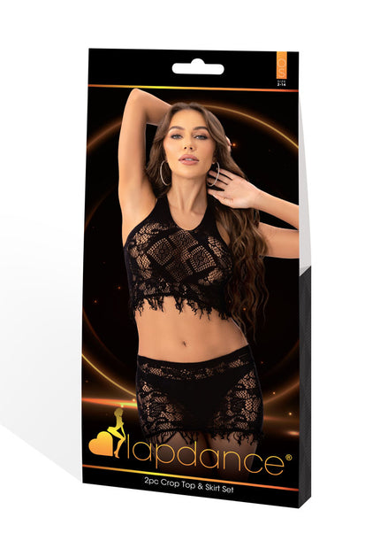 LAPDANCE 2pc Crop Top & Skirt Set - Black - One Size