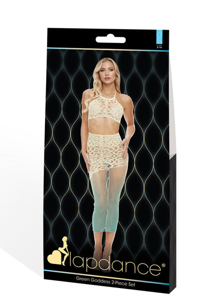 LAPDANCE Green Goddess 2-pc Set - Cream/Green - One Size