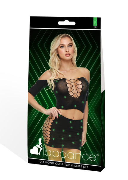 DIAMOND 2-PIECE CROP TOP & SHIRT SET-GID -